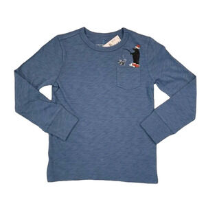 **NWT J. Crew Boys' Blue Long Sleeve Santa Fishing Bear Christmas T-Shirt
